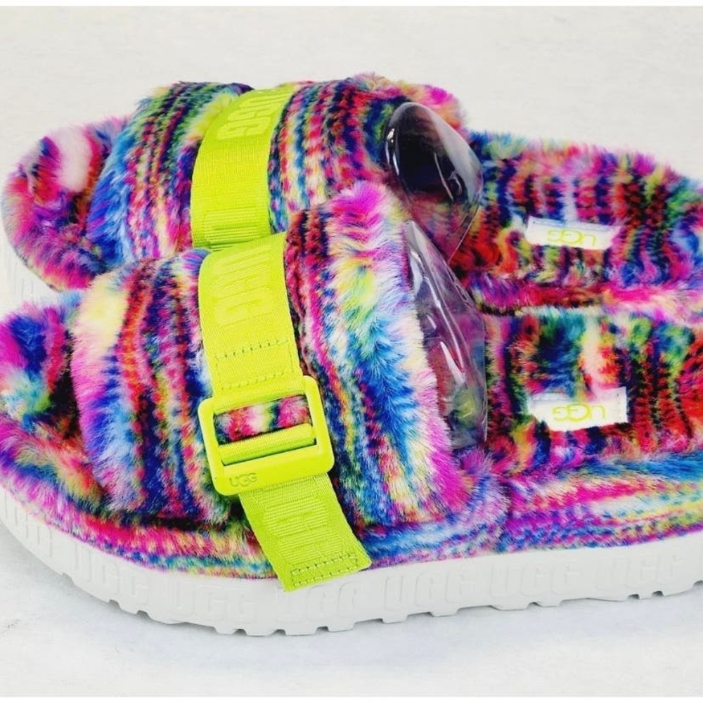 Womens UGG Fluffita Pixelate Sandals Slide Shoes SZ 7 - Picture 3 of 8